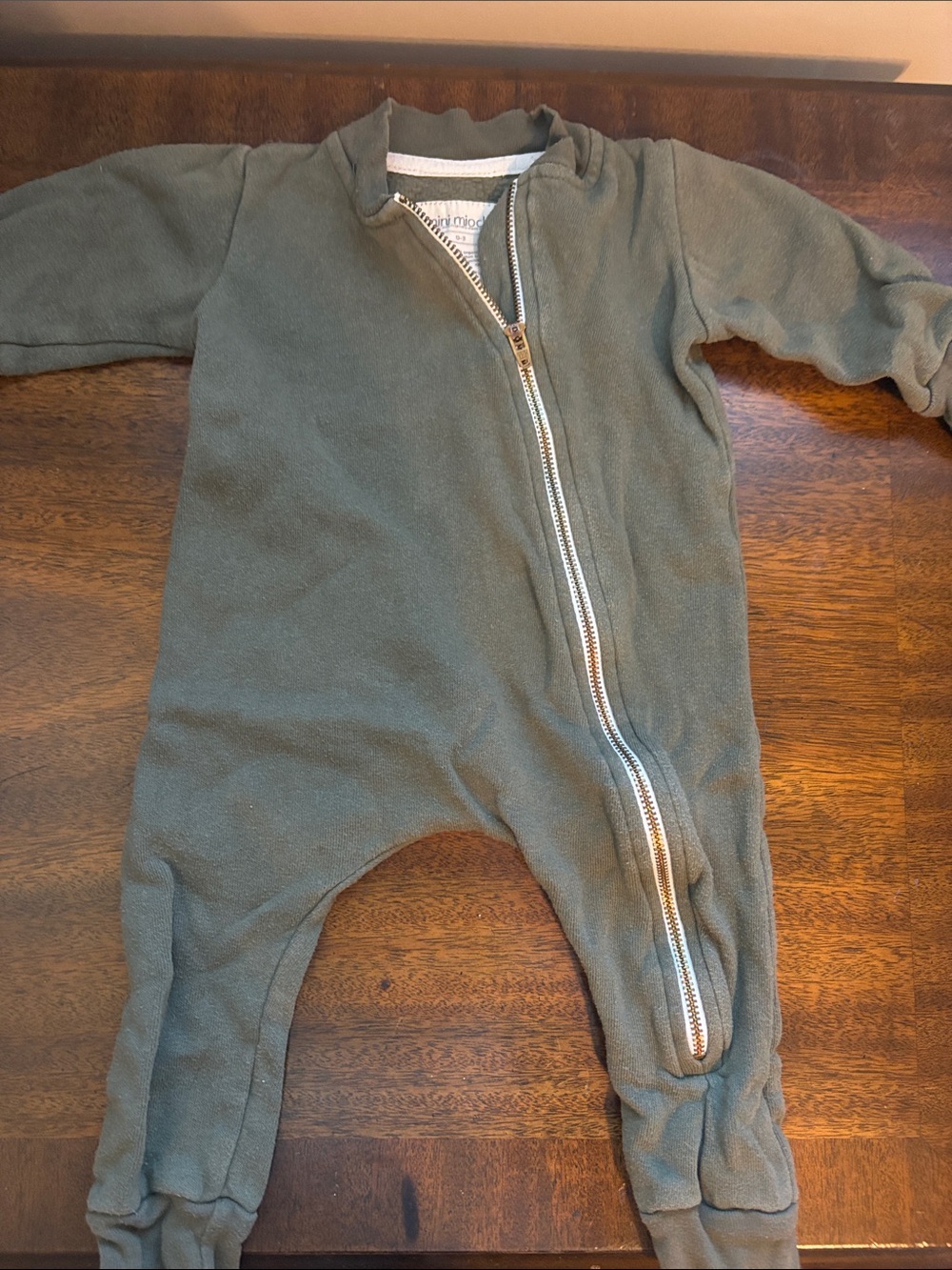 Mini mioche Kids Olive Green Zippered One-Piece Romper